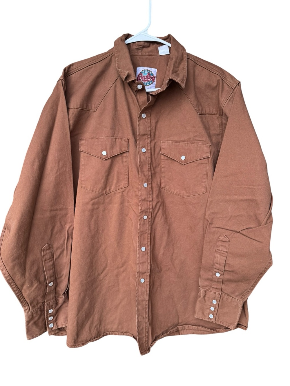 Cowboy Work Wear Brown Pearl Snap-Front Button-Down Shirt